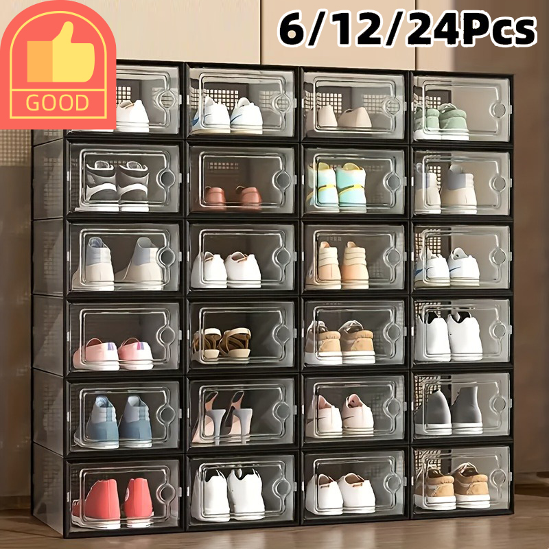 6/12/24pcs Thick Transparent S - Shoe Box Display 评论和价格