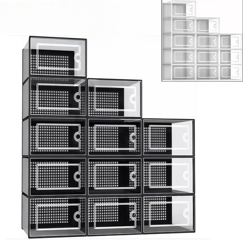 12 Pack Clear Plastic Shoe Sto - Shoe Box Display 评论和价格
