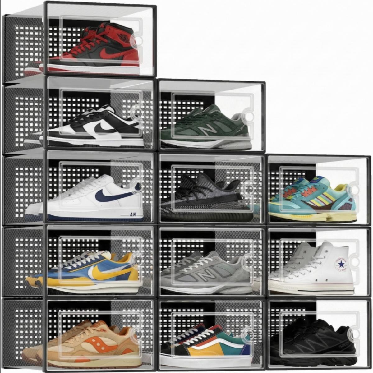 12 Pack Clear Plastic Shoe Sto - Shoe Box Display 评论和价格