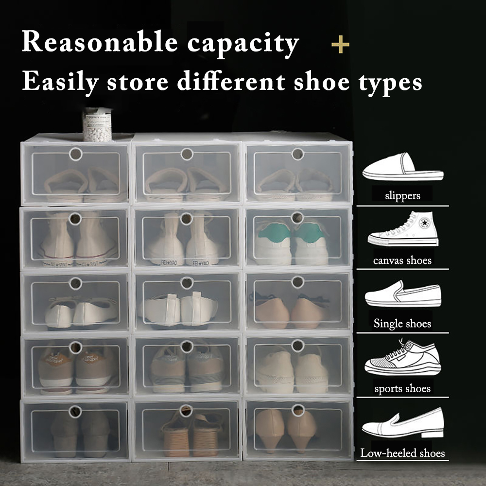 6 Pack Transparent Shoe Box Sh - Shoe Box Display 评论和价格