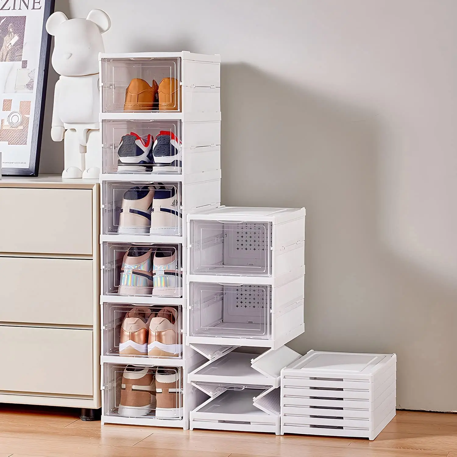 3/6 Layers Foldable Shoes Stor - Shoe Box Display 评论和价格