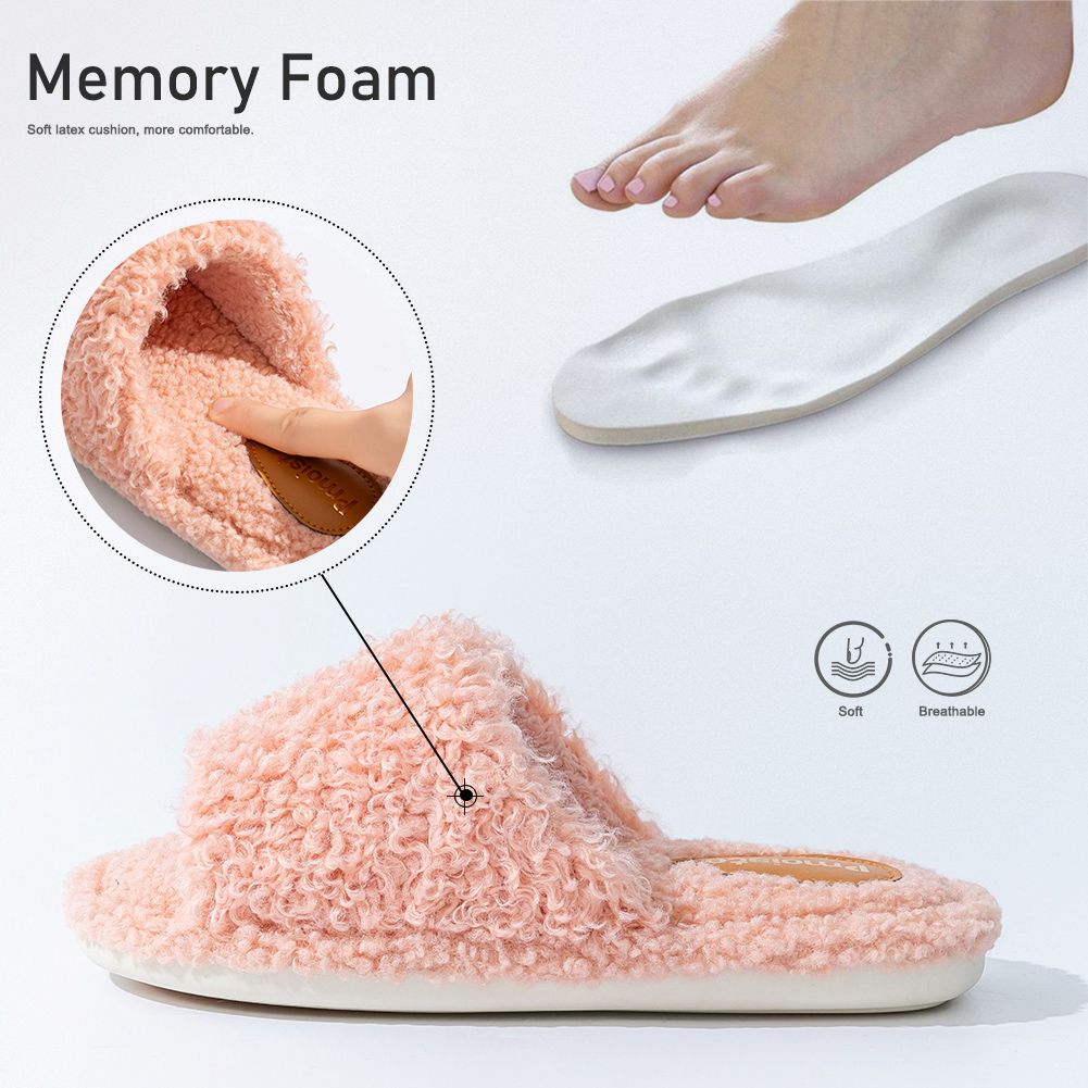 Pmoiste Fuzzy House Slippers W - Insole Memory Foam 评论和价格