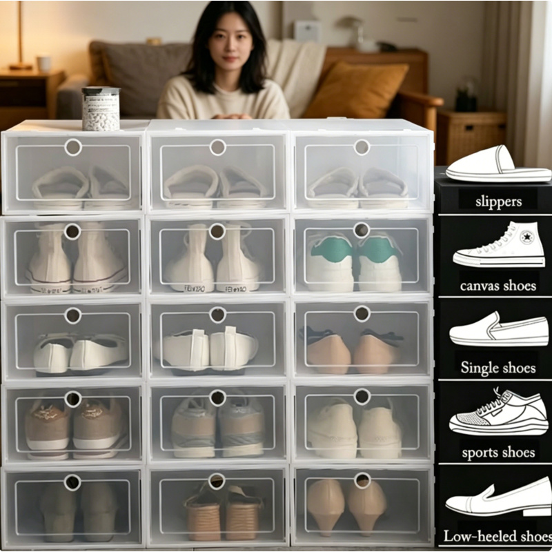 6 Pcs Transparent Shoe Storage - Shoe Box Display 评论和价格